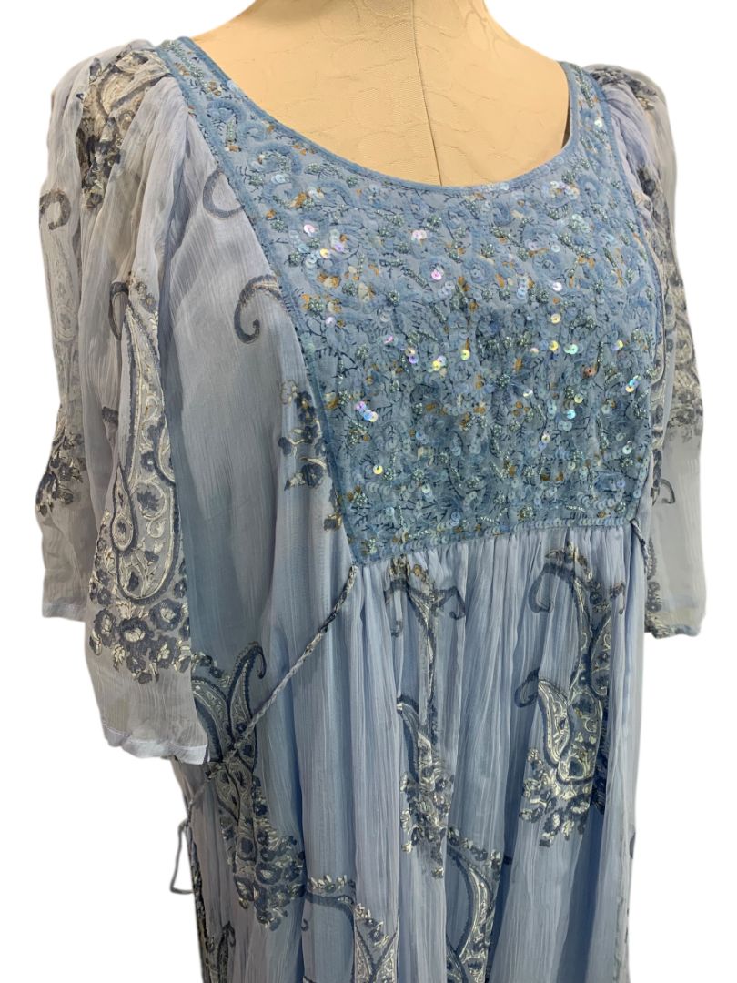 Size XXL Novica Blue Printed Elegant Entrance New Embellished Sequin