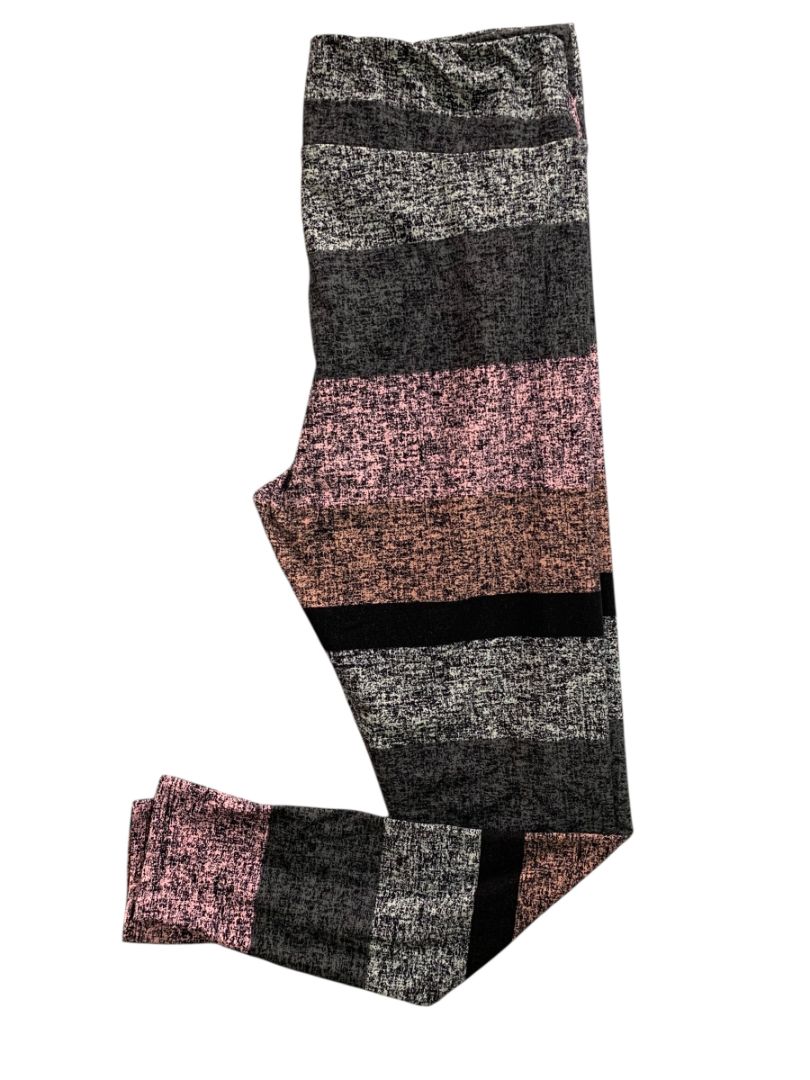 Tall & Curvy LulaRoe Womens Pink Gray Striped Leggings Plus Size