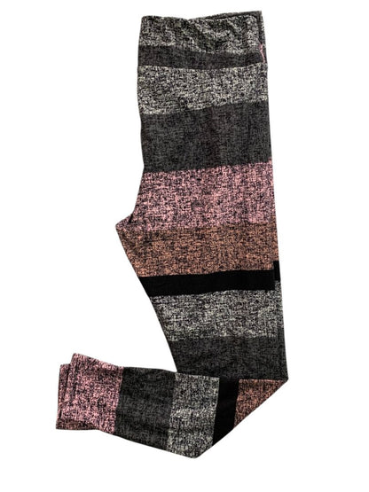 Tall & Curvy LulaRoe Womens Pink Gray Striped Leggings Plus Size