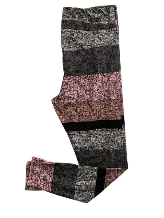 Tall & Curvy LulaRoe Womens Pink Gray Striped Leggings Plus Size