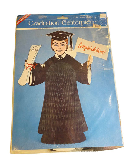 Vintage Amscan Graduation Centerpiece 11.5" Honeycomb Boy 1399-10