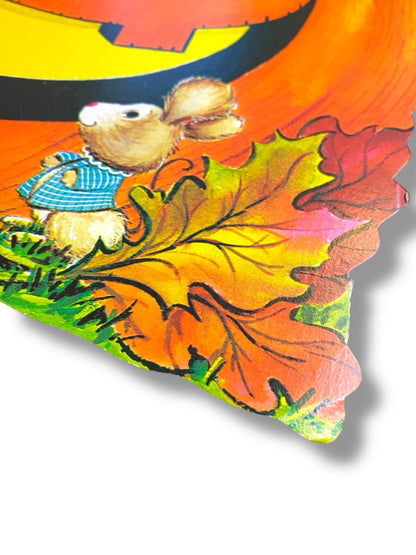 Vintage Halloween Diecut Decoration Mice Jack O Lantern 15"