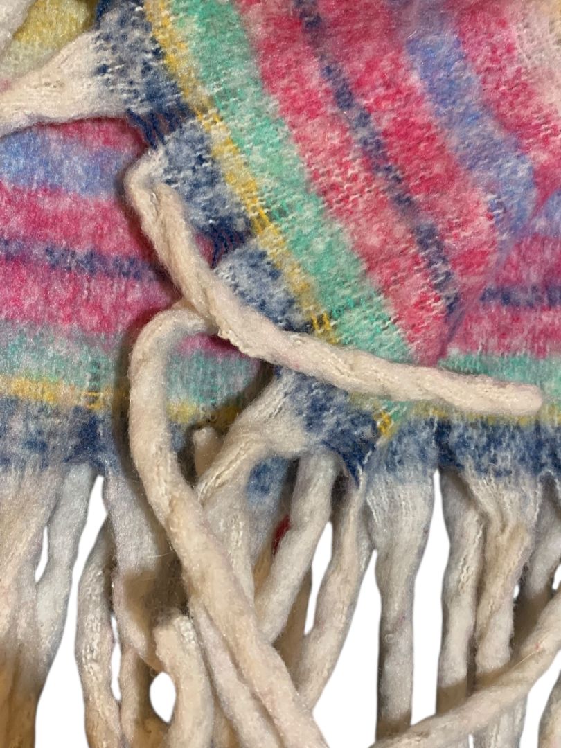 Free People Skye Stripe Fringe Throw Blanket 60" x 51" Soft Boho