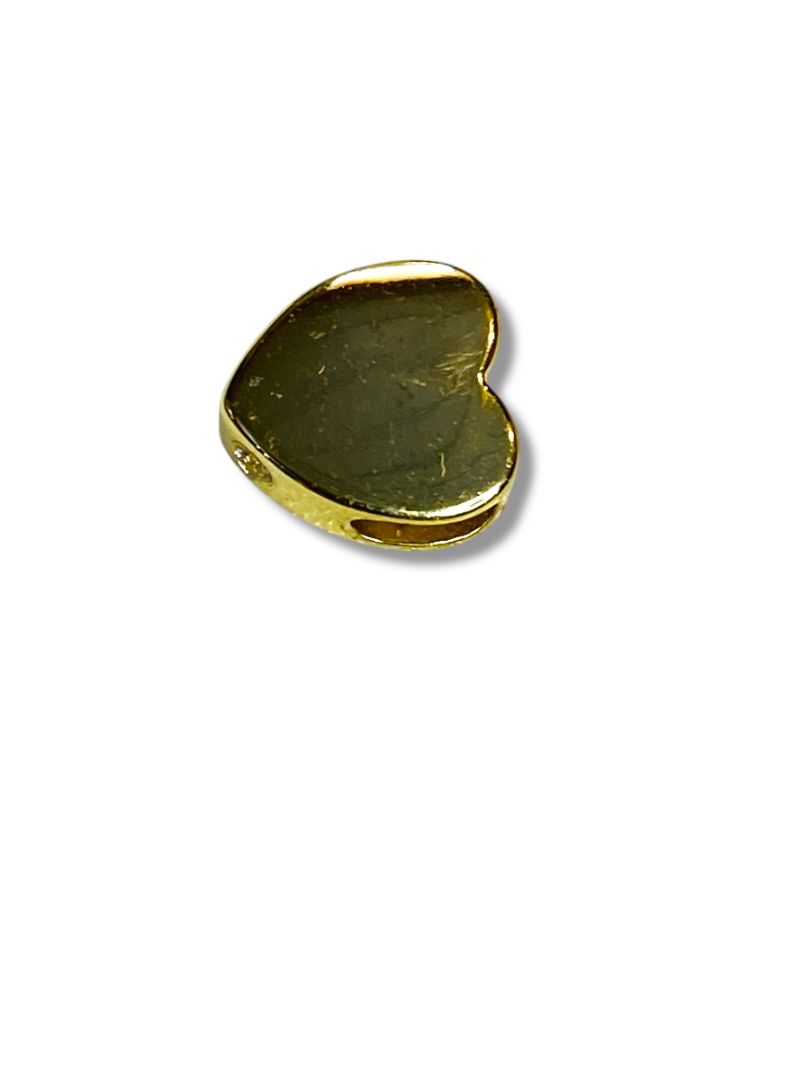 Small Goldtone 8mm Heart Slide Pendant Rhinestone