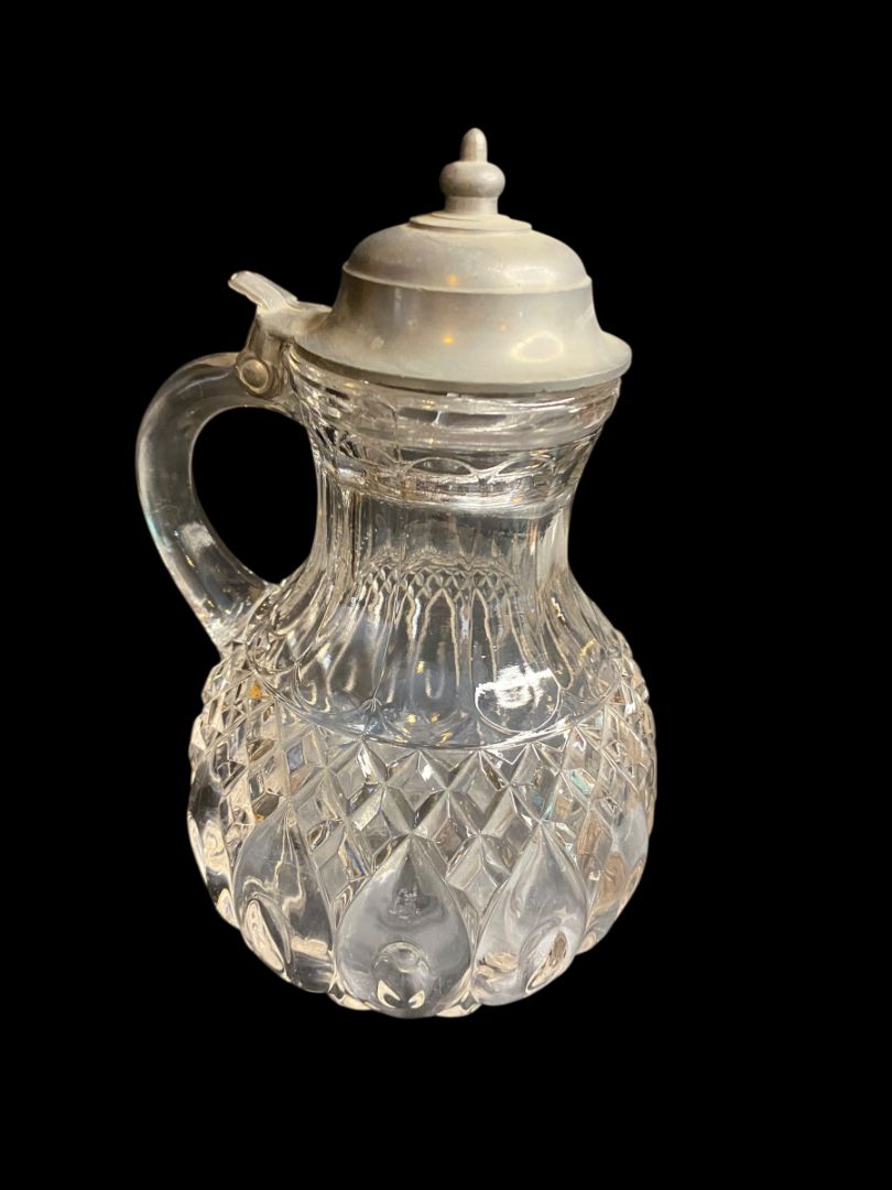 Victorian Style Pattern Glass Syrup Pitcher Vintage Creamer 6.5"