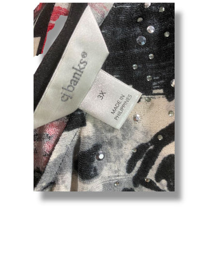 Size 3X CJ Banks Womens Lightweight Tunic Sweater Embellished Red Black