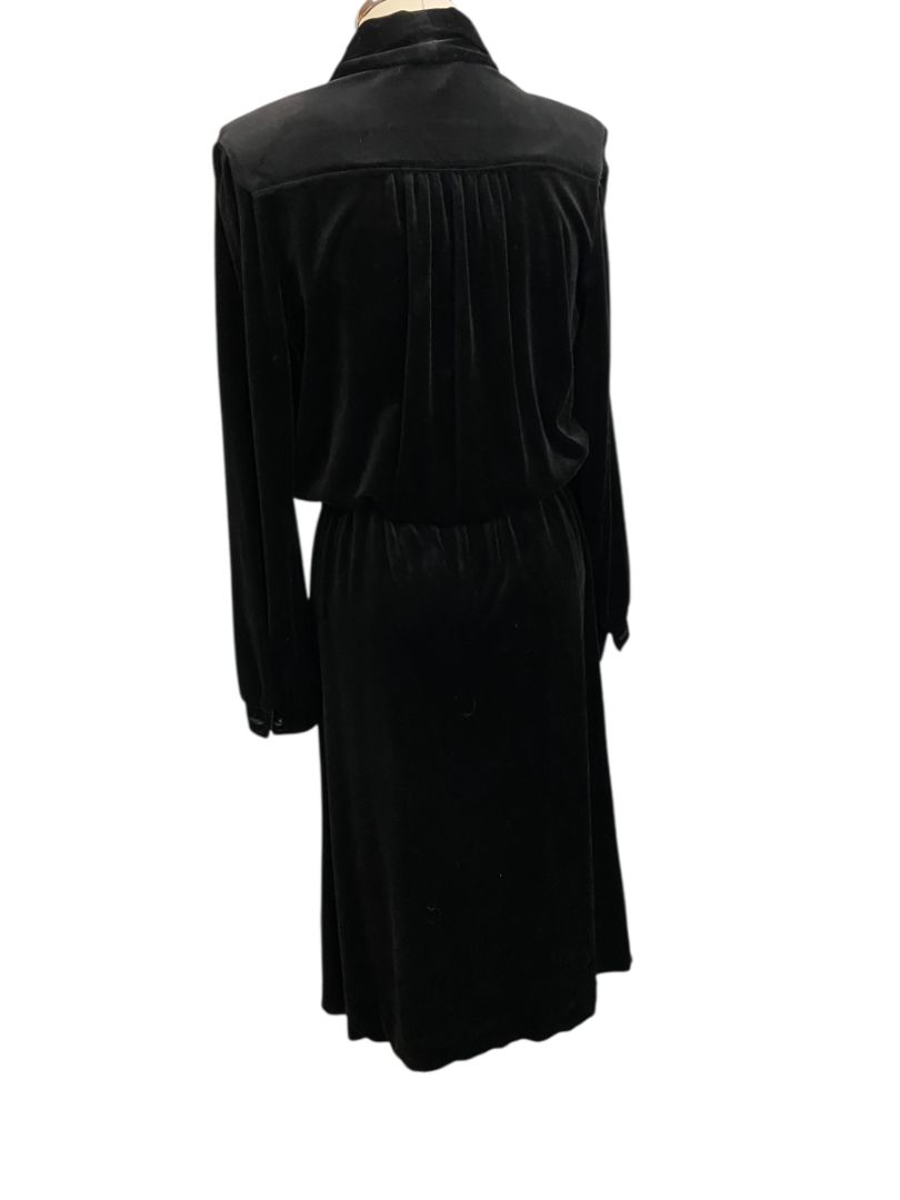 Size 12 Butte Vintage Black Velour Dress Wrap Style Bodice