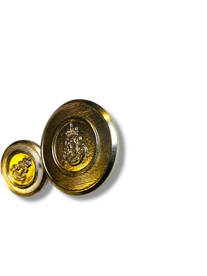 Vintage Set of 2 Silvertone Buttons Royal Crest .9" and .6"