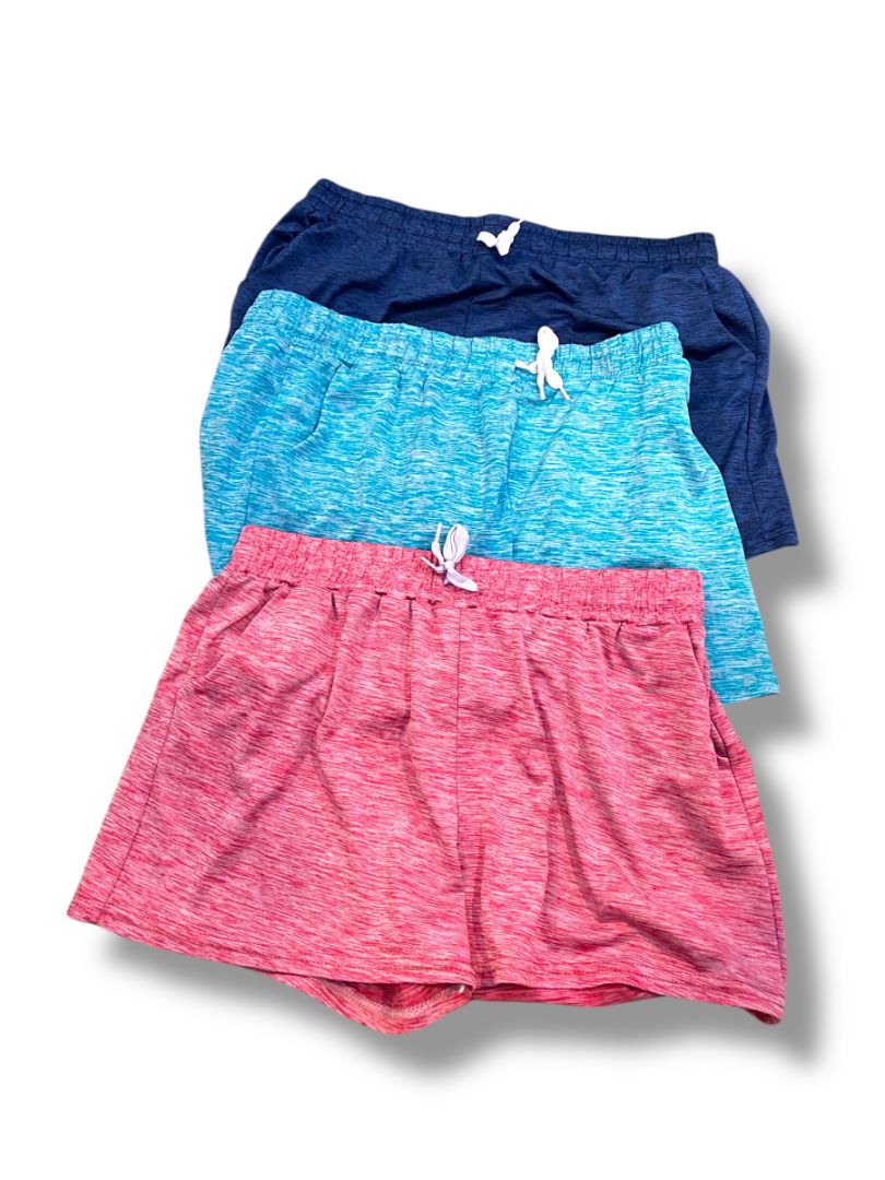 Size XL Real Essentials Set of 3 Girls Youth Athletic Shorts Pockets Pink Teal Navy