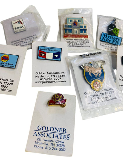 Lot of 8 Lapel Pins Kite Theme Assorted Years New Goldner Associates