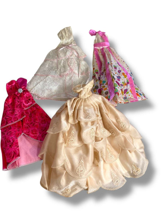 Lot of 4 1980s Fashion Doll Gowns Lot Fits Barbie 11.5 Inch Dolls