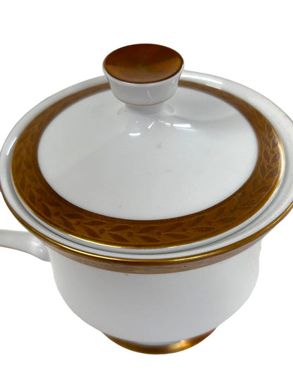 Sango Royalty Pattern White Gold Trim Sugar Bowl and Lid 1970s