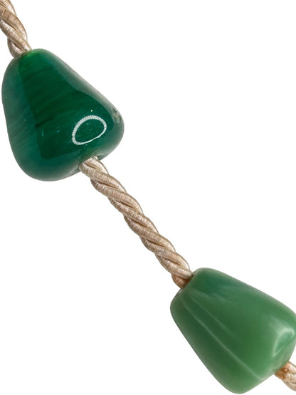 Signed Monet Green Bead on Silk 23" Statement Necklace Toggle Clasp