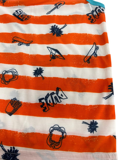 Small (6/7) Wonder Nation Boys Striped Tank Top Orange Teal Print