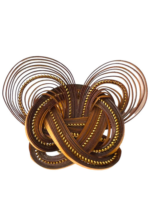 Quilled Dark Brown Brooch Pin Fold Art Dark Brown Goldtone 2"