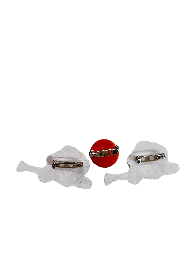 Set of 3 Plastic Pins Baseball Glove Ball Bat and Basketball