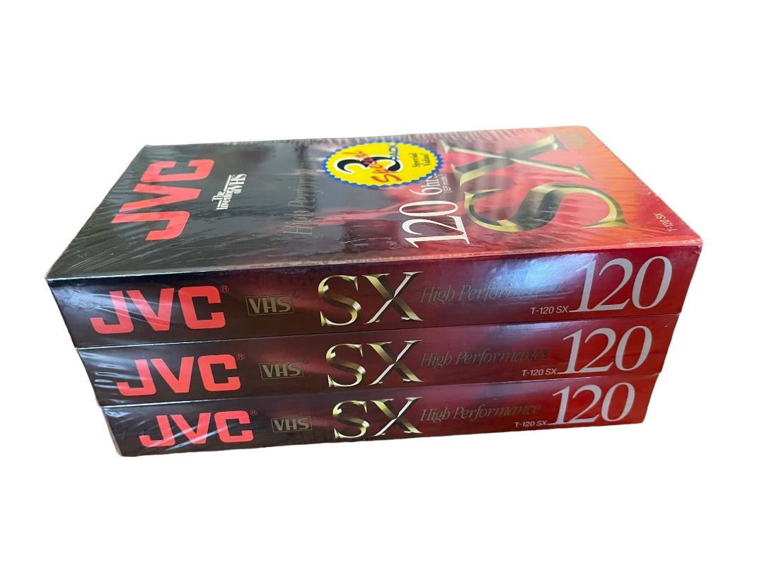 JVC High Performance T-120 SX VHS Set of 3 Factory Sealed