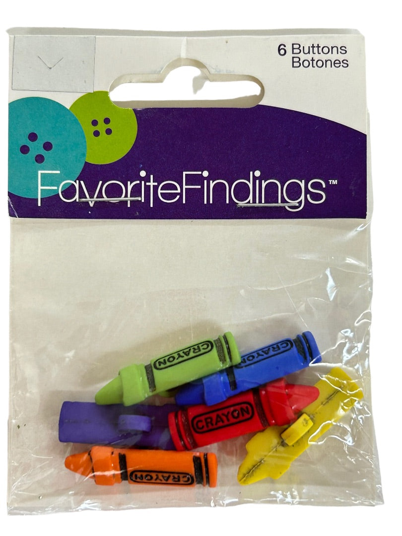 Favorite Findings New Pack of 6 Buttons Crayons Multicolor 550000029