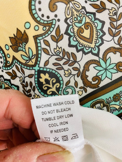 Small Petite Tacera Cold Shoulder Print Maxi Dress Elastic Waist Lined