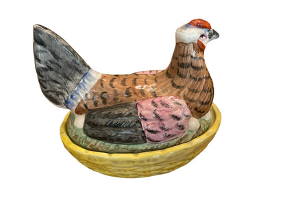 Staffordshire Brooding Hen On Nest Basket Small #152 Kent 5" T x 4" W
