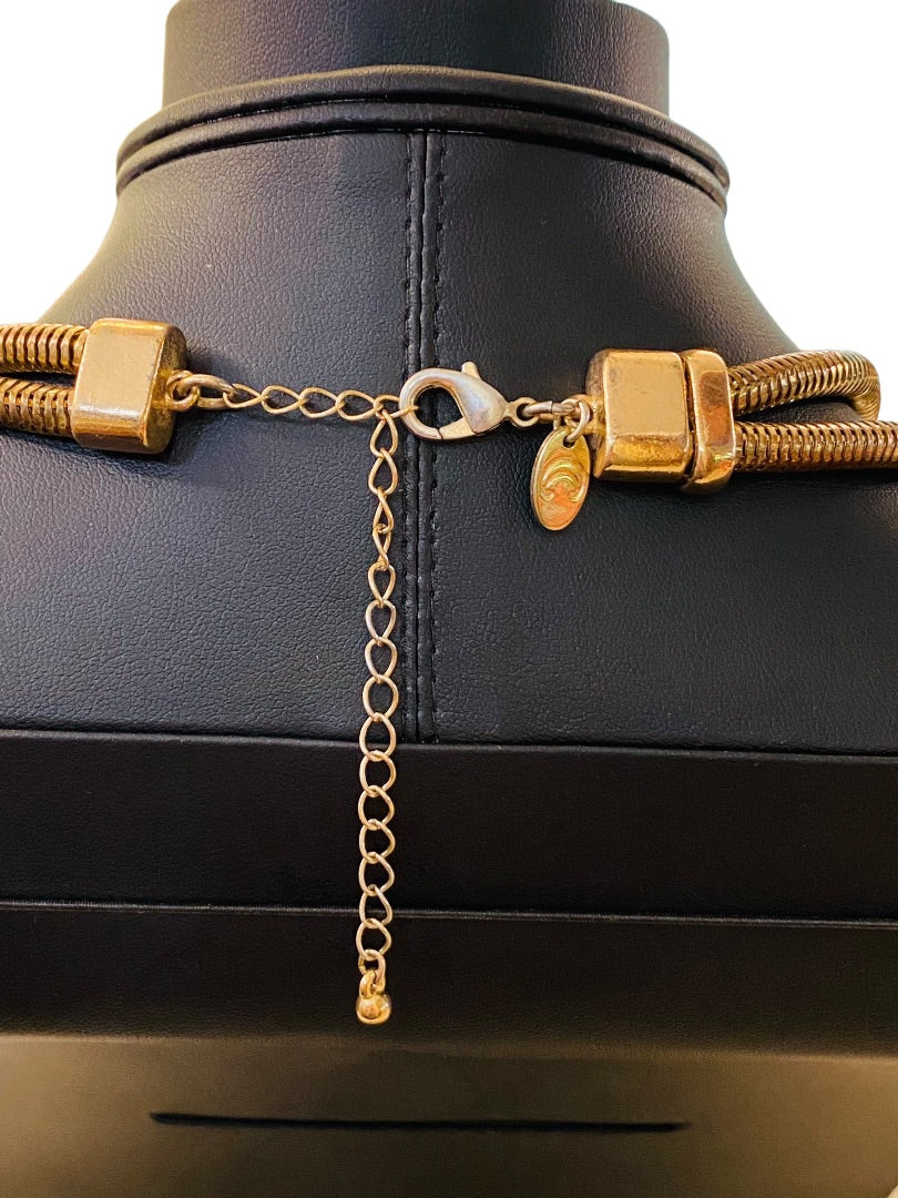 Charming Charlie Goldtone Statement Necklace 17-21" Dual Snake Chain