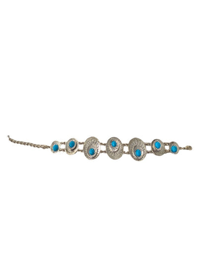 Silvertone and Faux Turquoise Bracelet Adjustable 7-9" Lobeter Clasp Closure