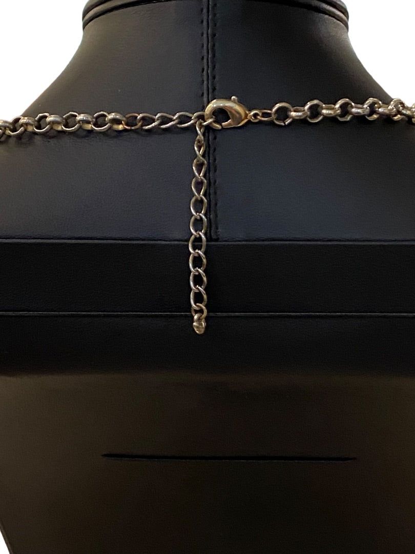 Statement Necklace Teal Coral Goldtone Funky Lays Flat Faceted Acrylic Beads