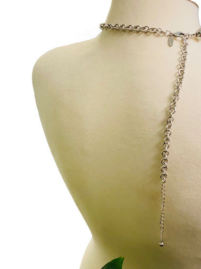 Chico's Mixed Metals Pink Brown Silvertone Lobster Clasp 37-40"