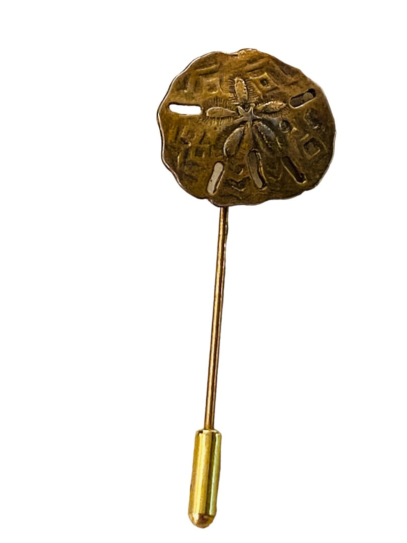 Vintage Goldtone Coppertone 2"l Stick Pin Sand Dollar Design (3/4")