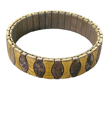 Silvertone Goldtone Stretch Bracelet Stainless Steel Oval Hourglass Design