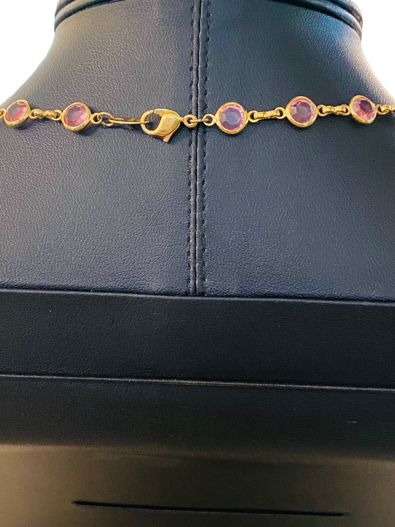 Goldtone Pink Signed Avon 22.5" Necklace Lobster Clasp