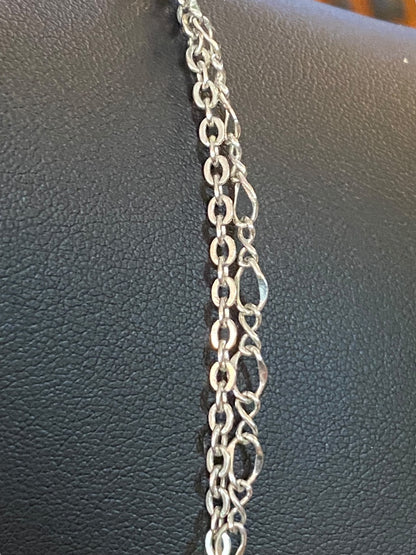 White House Black Market 16-18" Silvertone Charm Necklace Faceted Beads