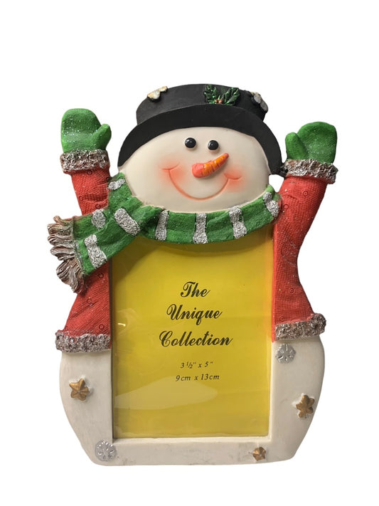 Jubilee Giftware Snowman Painted Plastic Resin Tabletop Photo Frame for 3.5x5"