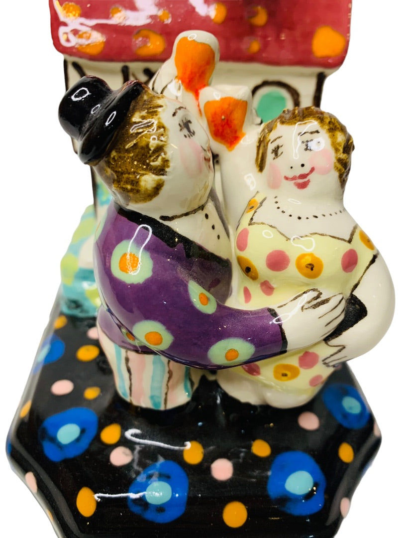 Noi Volkov Menorah Fiddler on the Roof Wedding Couple Signed Ceramic Bank