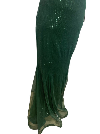 Size 6 Xscape  Hunter Green Sequin Sweetheart Neck Mermaid Gown Dress New