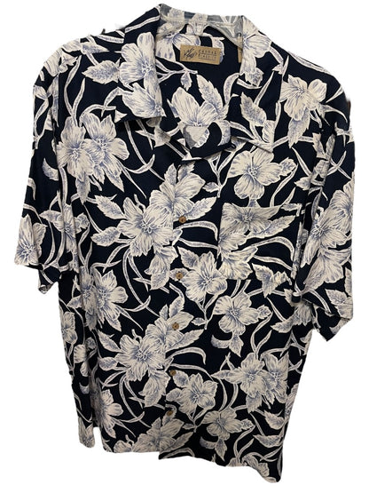 Large Lord & Taylor Casual Classics 100% Silk Mens Floral Hawaiian Shirt Short Sleeve