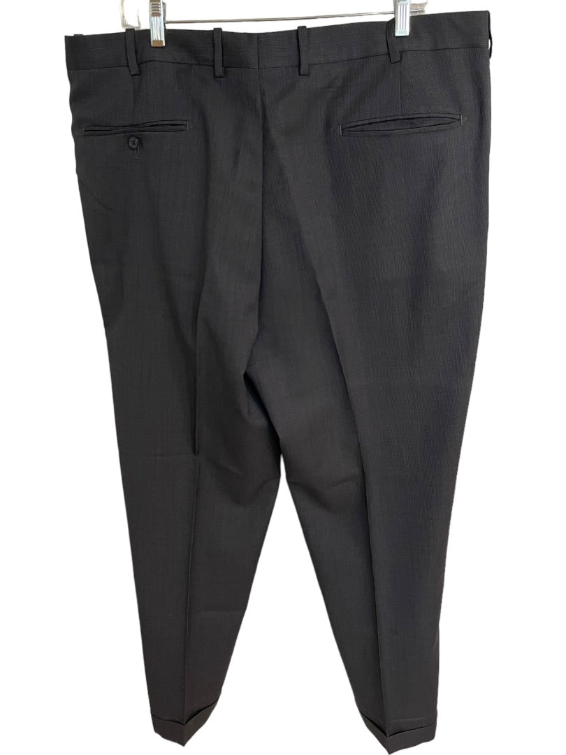 Size 40R JB Britches  Nordsrom Mens Cuffed Pleated Winston Dress Pants Worsted Wool Black Italy