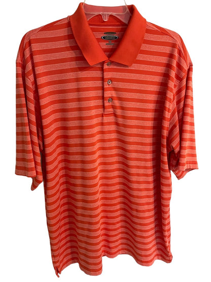 XL Lone Cypress Mens Pebble Beach Striped Performance Golf Shirt Orange Stripe