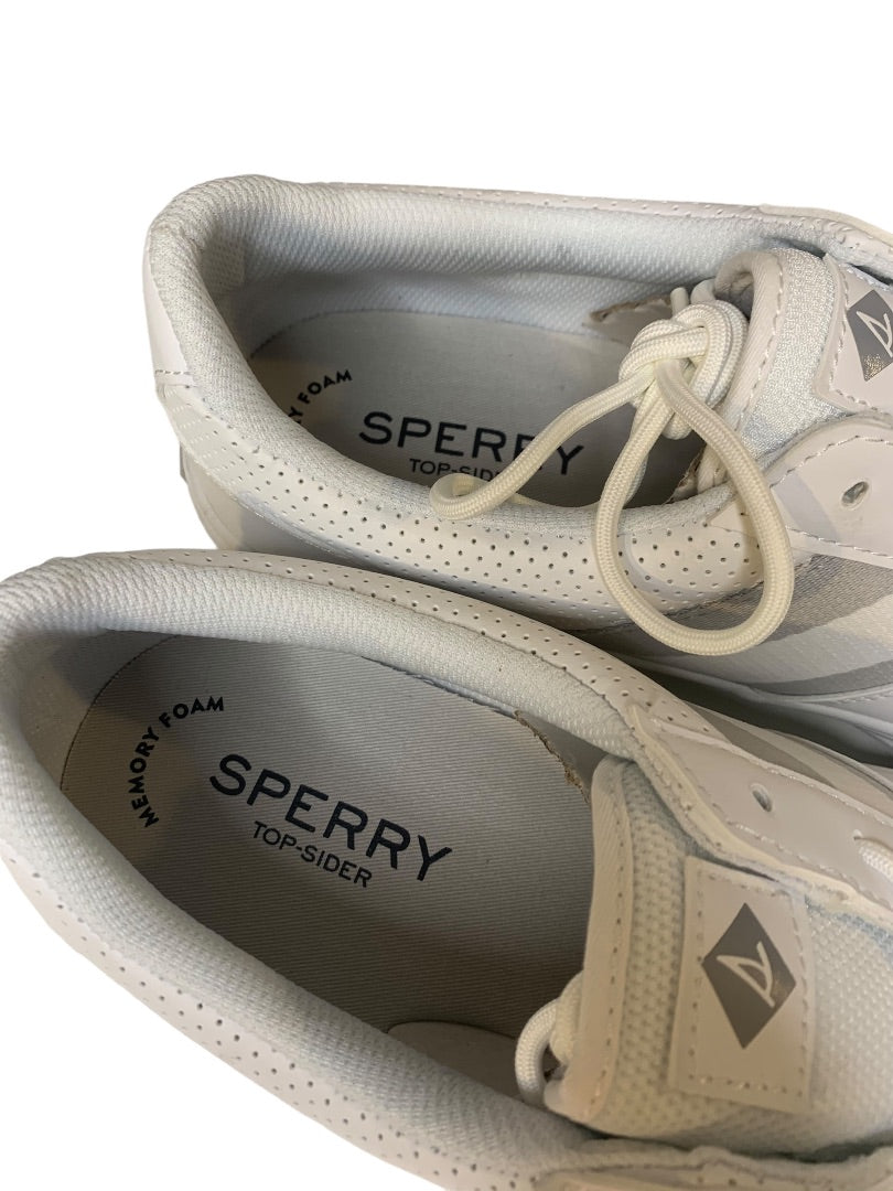 Size 11.5W Wide Sperry Halyard Retro Mens Casual Sneaker White STS24067