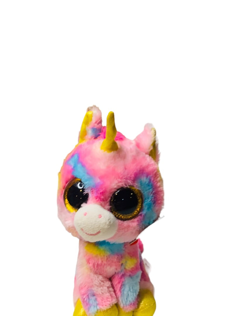 Ty Beanie Boos Fantasia Baby Pastel Multicolor Plush Unicorn 6" Pink