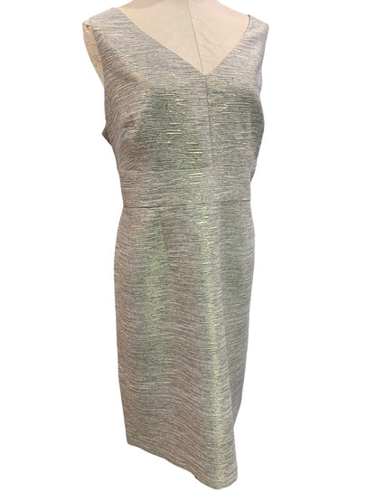 Size 18W Jones New York Sheath Dress and Jacket Gold and Gray Metallic Lined