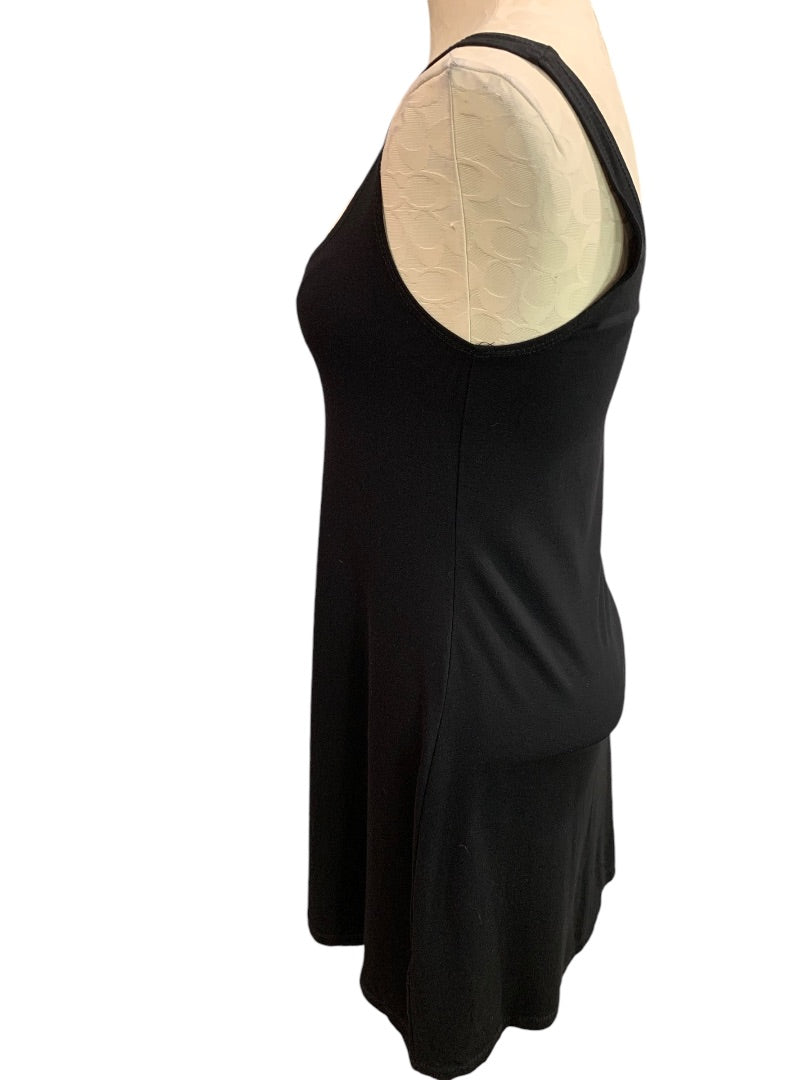 Size 10-12 Alembika Womens Black Tunic Tank Top Scoop Neck