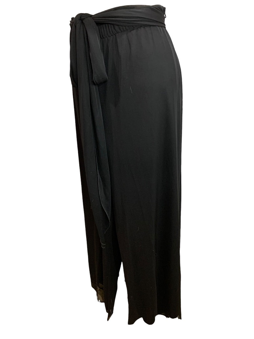 Size 18/20W DressBarn Woman Black Loose Fit Pull On Dress Pants Sheer Overlay