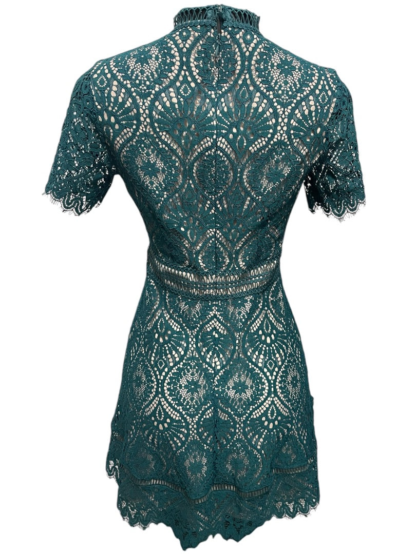 Size 0 BB Dakota New Dress Evergreen Lace Overlay A-Line