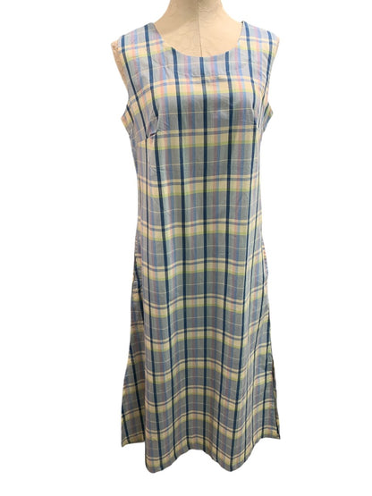 Size 6 Monterey Bay Long Plaid Dress Pockets Lightweight Cotton Sleeveless