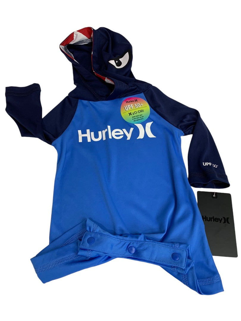 Newborn Hurley One Piece New Boys Swim Suit Hooded UPF 50+