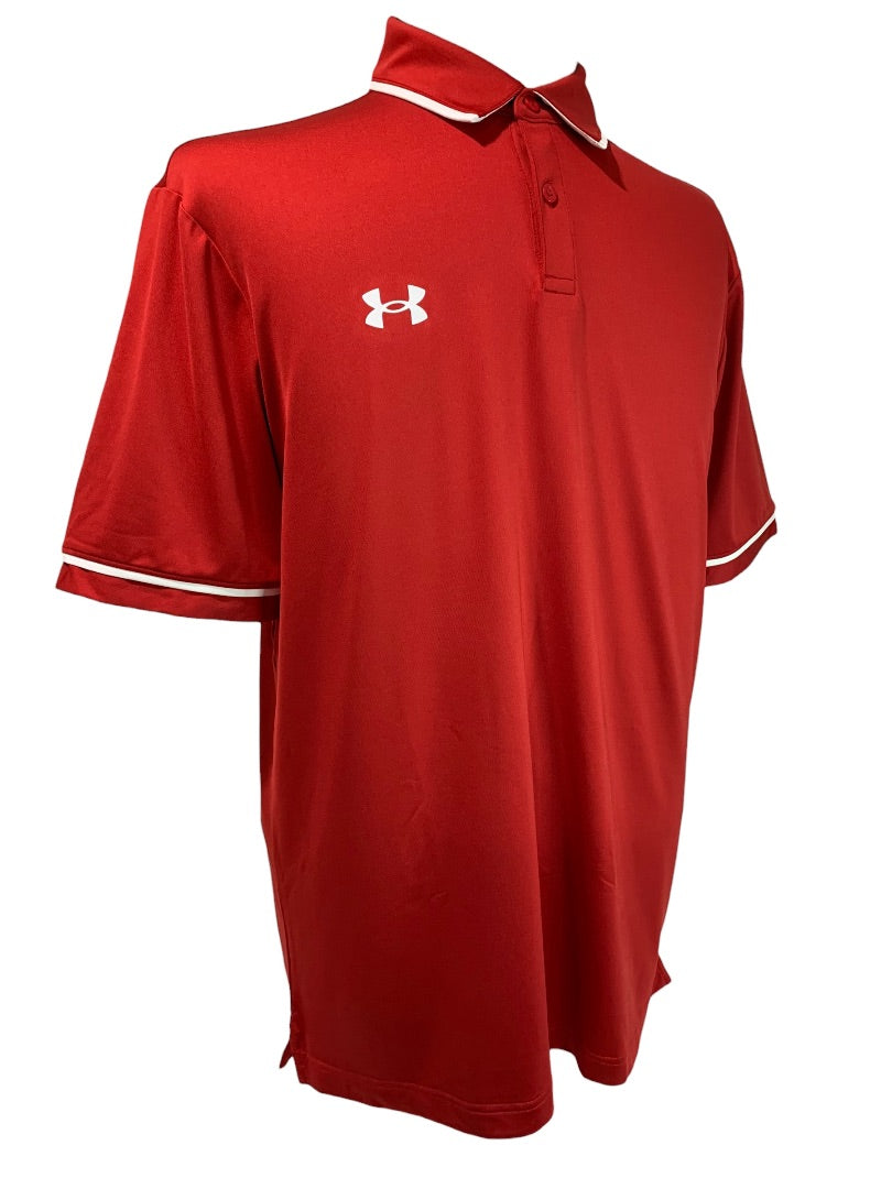 Medium Under Armour Mens New Red Tipped Team Polo Shirt 1376904