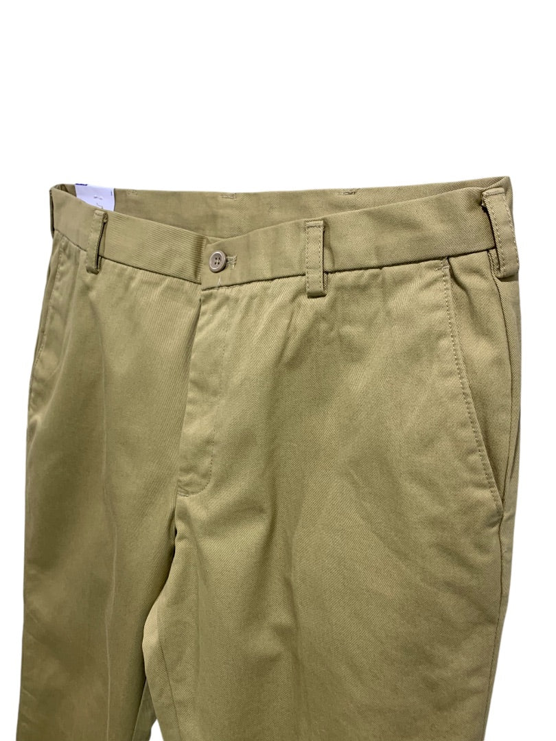 34 x 29 Izod Mens New American Chino Flat Front Straight Leg Cotton Khaki