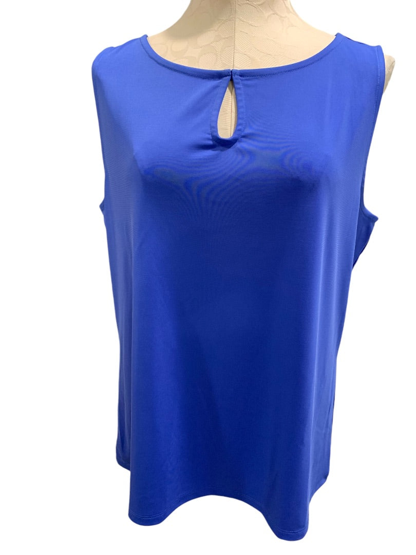 1X Talbots Plus Womens New Blue Sleeveless Knit Jersey Shirt Tank Drape