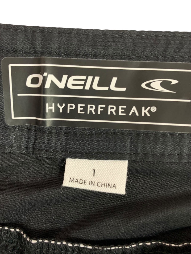 Size 1  O'Neill Saltwater Solids Junior Womens New Black Board Shorts Hyperfreak